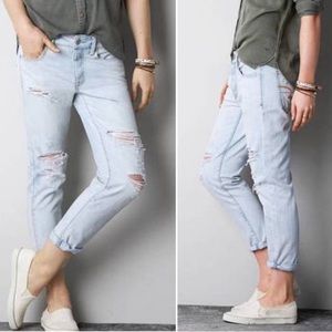 AEO Boy Crop Acid Wash Distressed Jeans